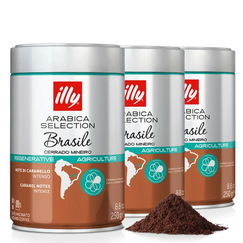 Café Moído Illy Arabica Brasile Cerrado Mineiro 3 Latas 250g