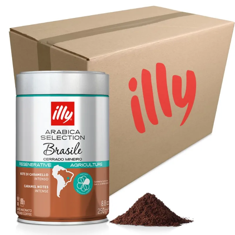 Café Moído Illy Arabica Brasile Cerrado Mineiro 6 Latas 250g