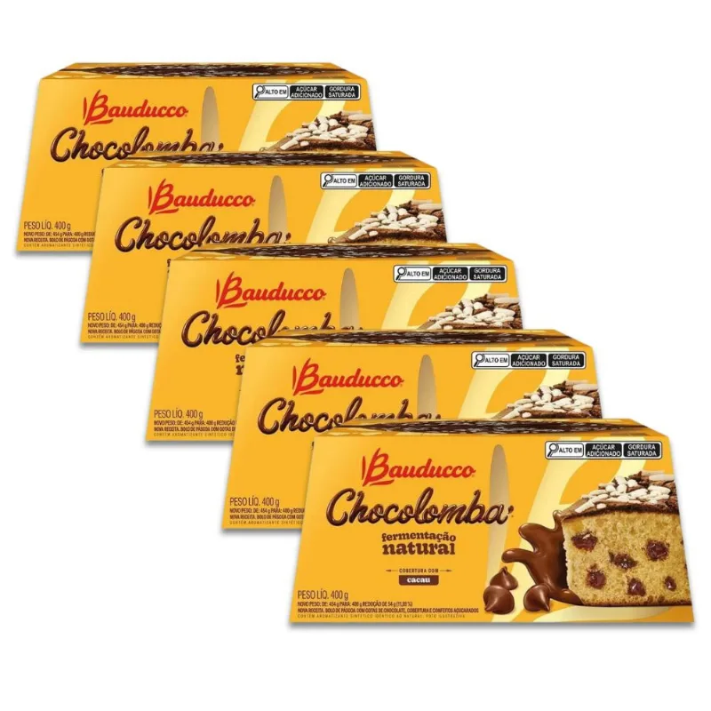 Chocolomba Bauducco Gotas de Chocolate Kit 5 Colombas 400g