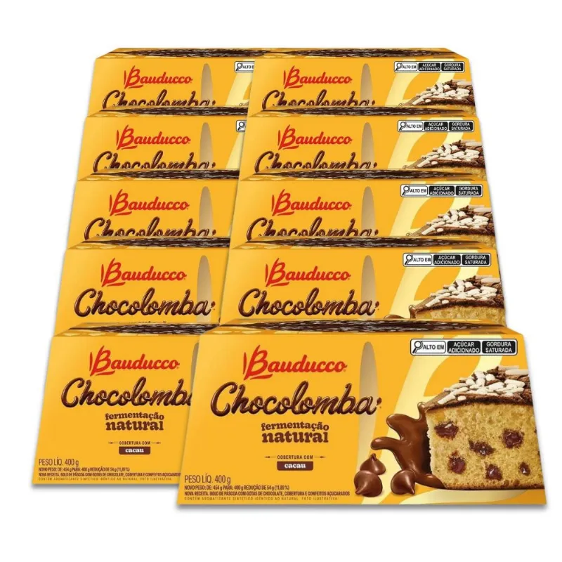 Chocolomba Bauducco Gotas de Chocolate Kit 10 Colombas 400g