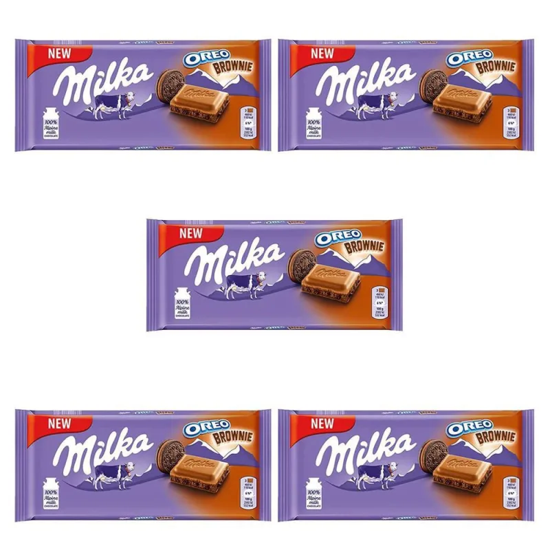 Chocolate Milka Oreo Brownie Barra Kit Com 5 Unid De 100G - Milka