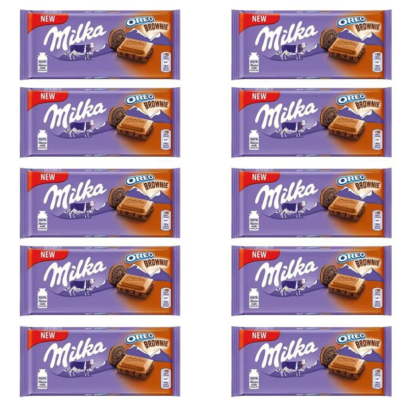 Chocolate Milka Oreo Brownie Barra Kit Com 10 Unid De 100G - Milka - Alimentos E Bebidas
