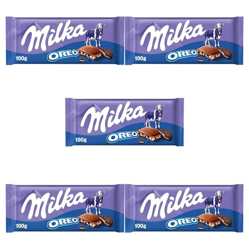 Chocolate Milka Oreo Barra Kit Com 5 Unidades De 100G