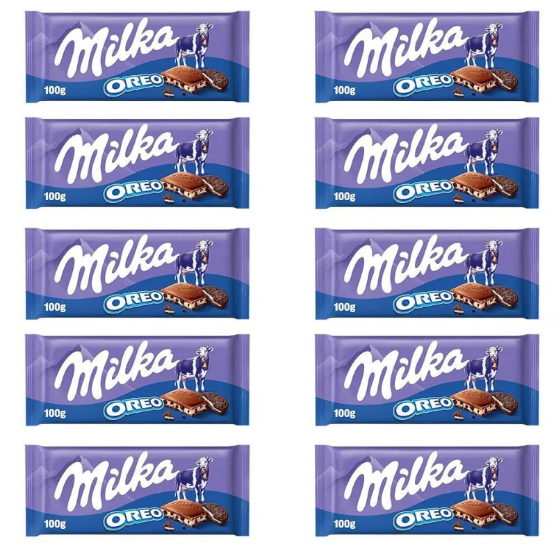 Chocolate Milka Oreo Barra Kit Com 10 Unidades De 100G