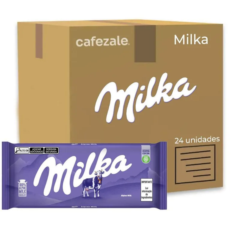 Chocolate Milka Leite Alpino Barra Kit Com 24 Unid De 100G