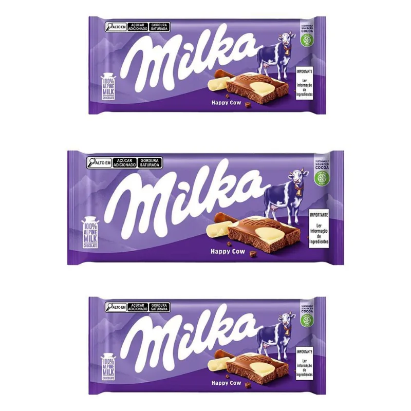 Chocolate Milka Cow Spots Barra Kit Com 3 Unidades De 100G