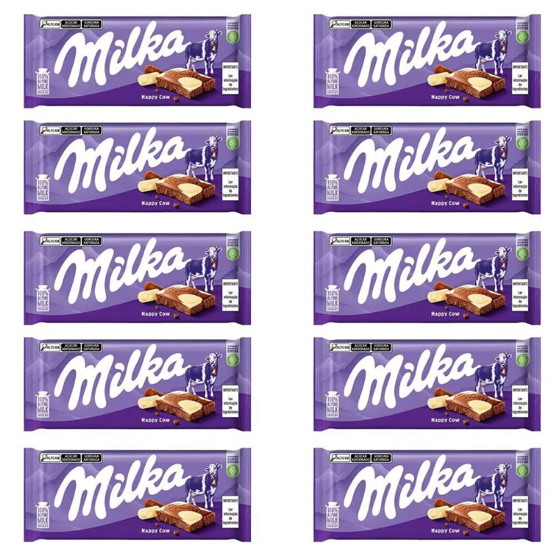 Chocolate Milka Cow Spots Barra Kit Com 10 Unidades De 100G