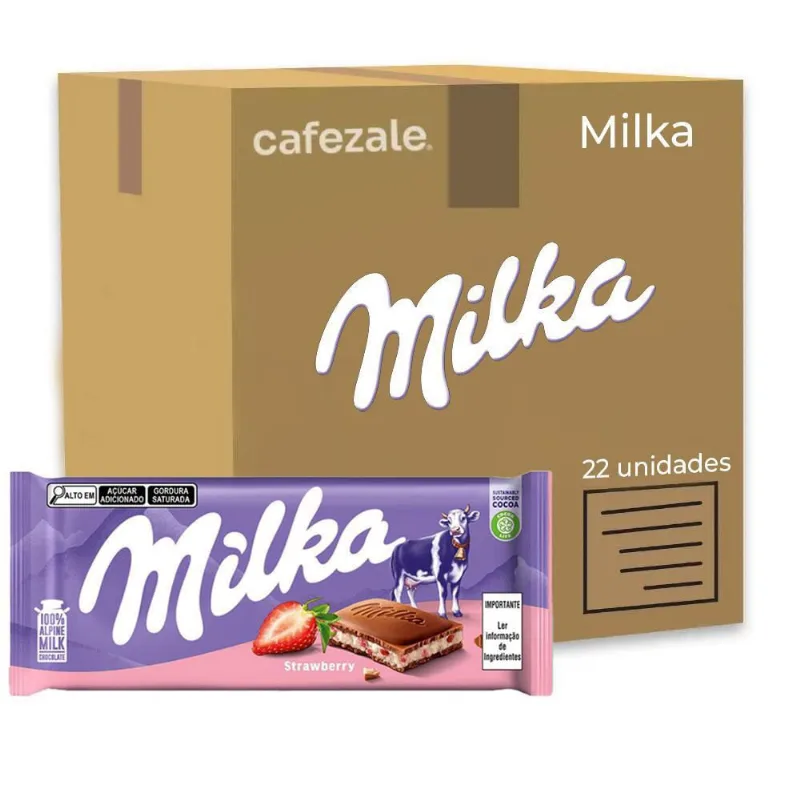 Chocolate Milka Morango Barra Kit Com 22 Unidades De 100G