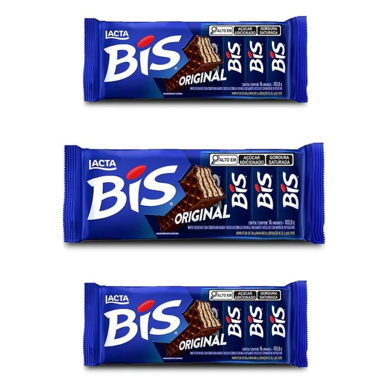 Bis Chocolate Ao Leite Kit 3 Unidades De 100,8G