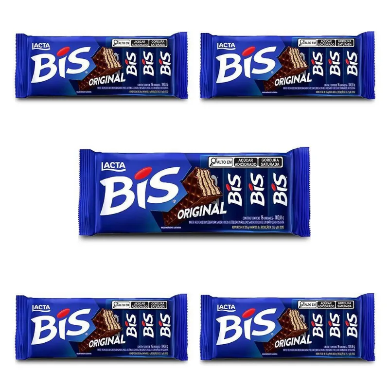 Chocolate Bis Ao Leite Kit 5 Unidades De 100,8G
