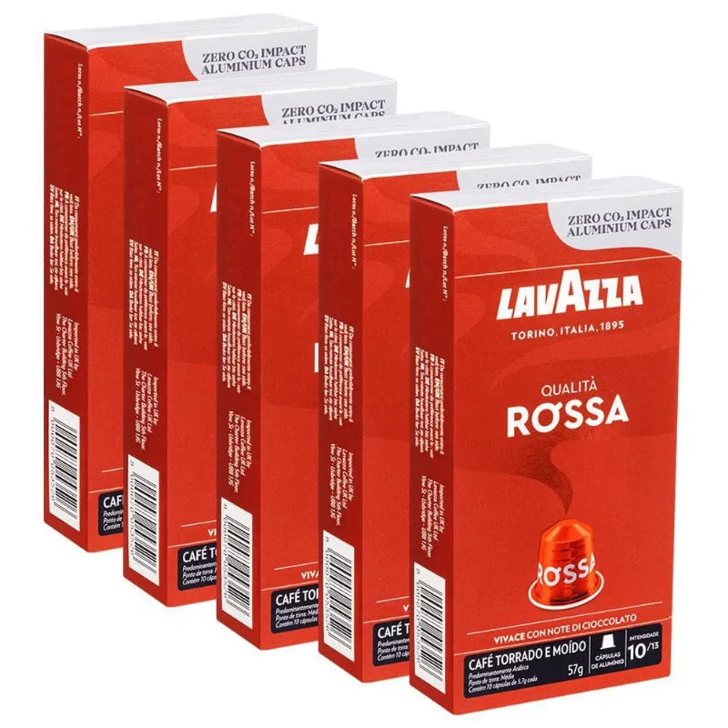 Cápsulas De Café Lavazza Qualità Rossa Kit 5 Caixas De 10Un