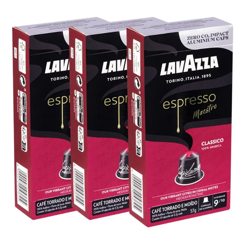 Cápsulas De Café Lavazza Maestro Clássico Kit 3 Caixas 10Un