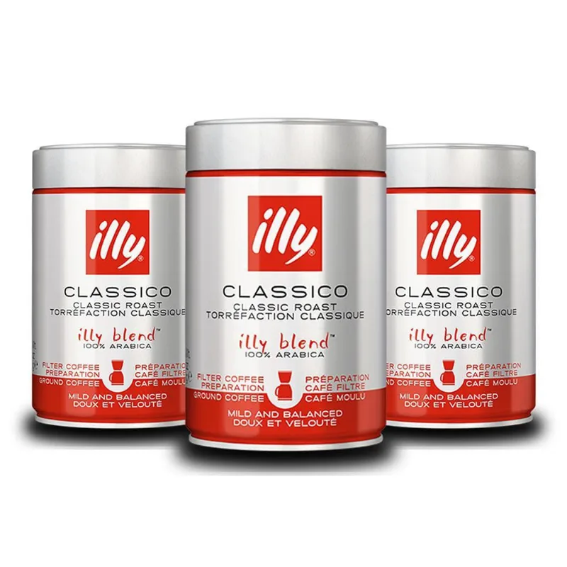 Café Illy Clássico Torrado E Moído Kit 3 Latas 250G