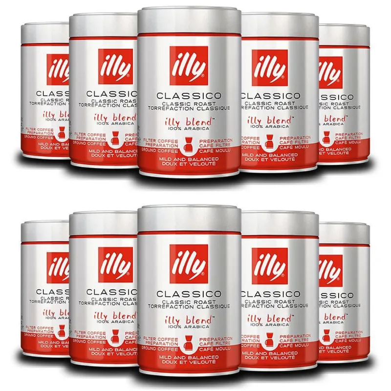 Café Illy Clássico Torrado E Moído Kit 10 Latas 250G