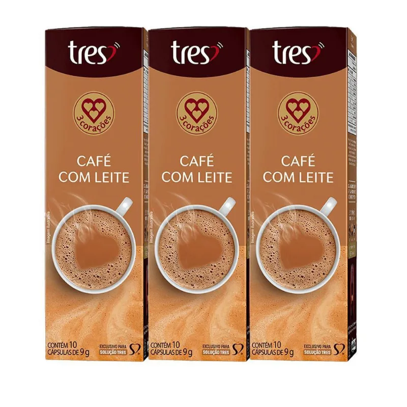 30 Cápsulas Três Corações Café Com Leite