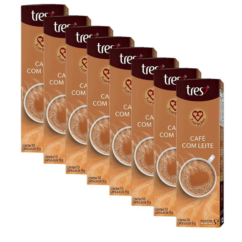 80 Cápsulas Três Corações Café Com Leite