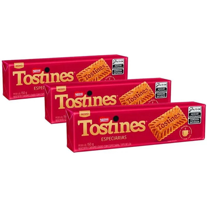 Biscoitos Tostines Caramelizado Kit 3 Pacotes De 150G