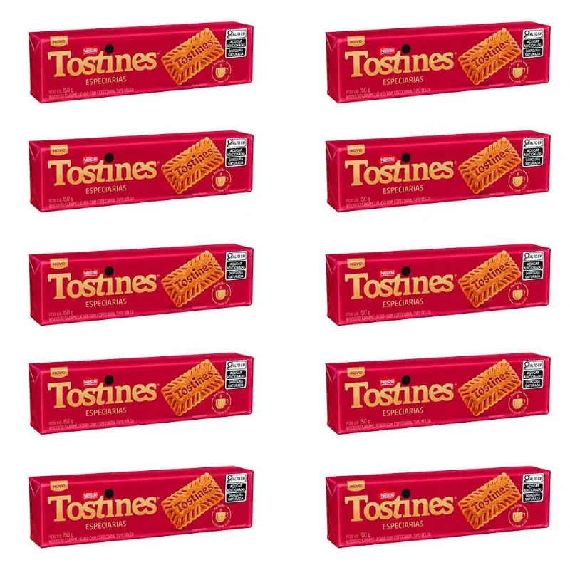 Biscoitos Tostines Caramelizado Kit 10 Pacotes De 150G