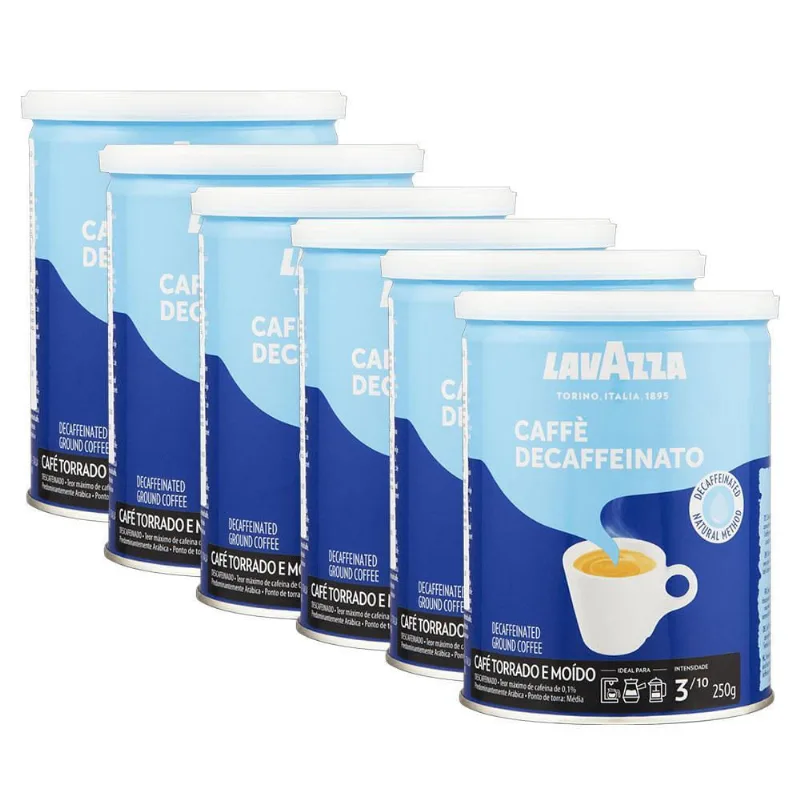 Café Lavazza Descafeinado Moído Kit 6 Latas De 250G