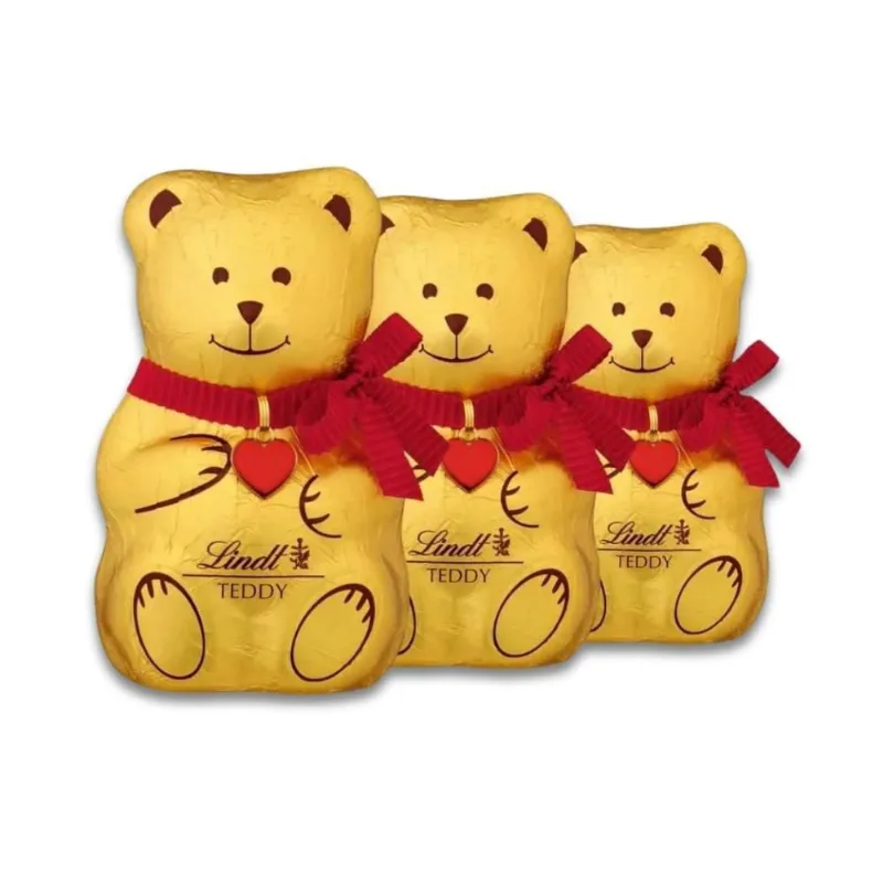 Chocolate Suíco Urso Teddy De Natal Lindt Kit 3 Unidades 40G
