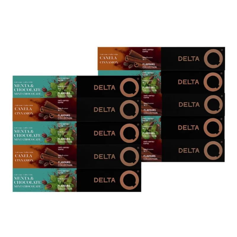 100 Cápsulas Delta Q Café Chocolate Com Menta E Café Canela