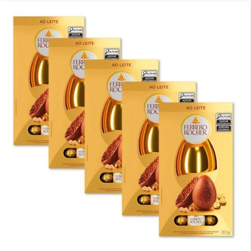 Ovo De Páscoa Ferrero Rocher Ao Leite Kit 5 Unidades 137,5G.