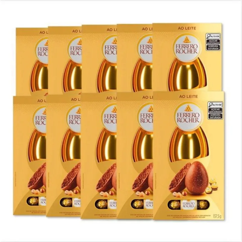 Ovo De Páscoa Ferrero Rocher Ao Leite Kit 10 Unidades 137,5G