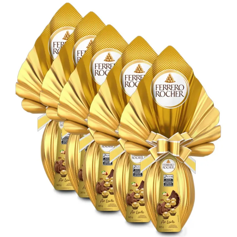 Ovo de Páscoa Ferrero Rocher ao Leite Kit 5 unidades de 365g