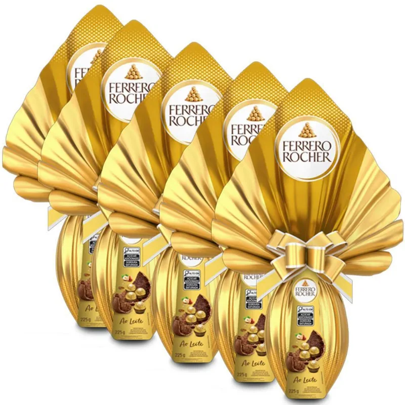 Ovo De Páscoa Ferrero Rocher Ao Leite Kit 5 Unidades 225G