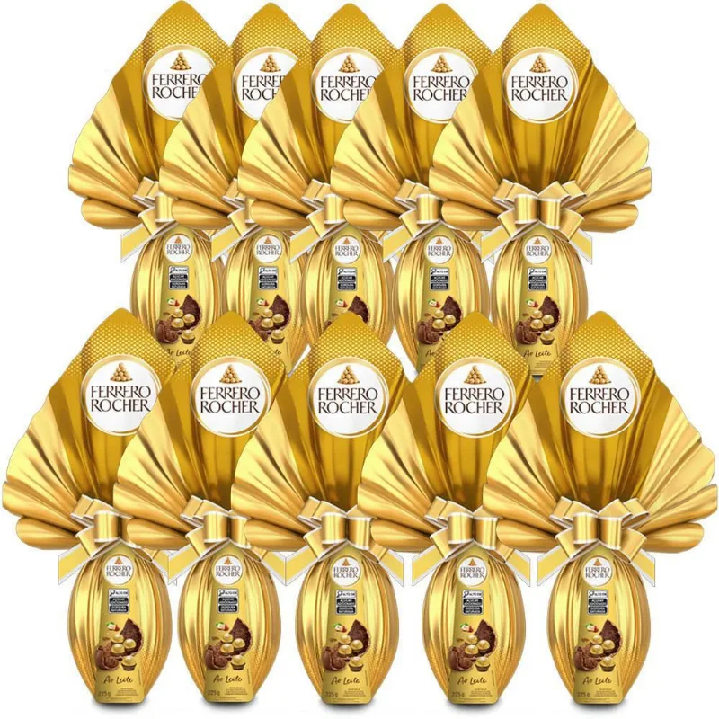 Ovo De Páscoa Ferrero Rocher Ao Leite Kit 10 Unidades 225G