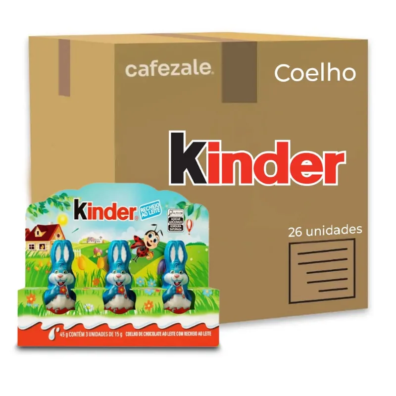 Coelho de Páscoa Kinder ao Leite Kit 26 Unidades de 45g