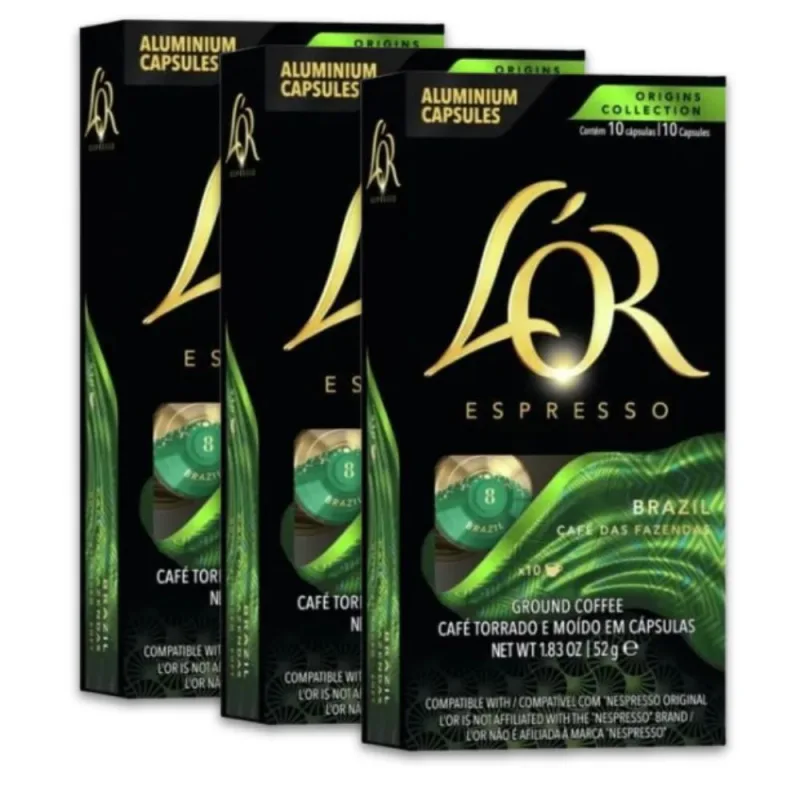 30 Cápsulas Café Nespresso Espresso Brazil L'or - Não Informado
