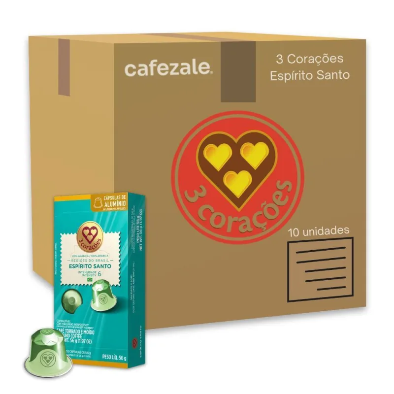 100 Cápsulas Café Nespresso Espírito Santo 3 Corações - Não Informado - Mercearia