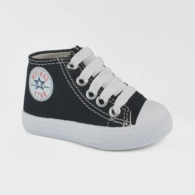 Tênis Botinho B242 Cano Alto Infantil Menino Preto
