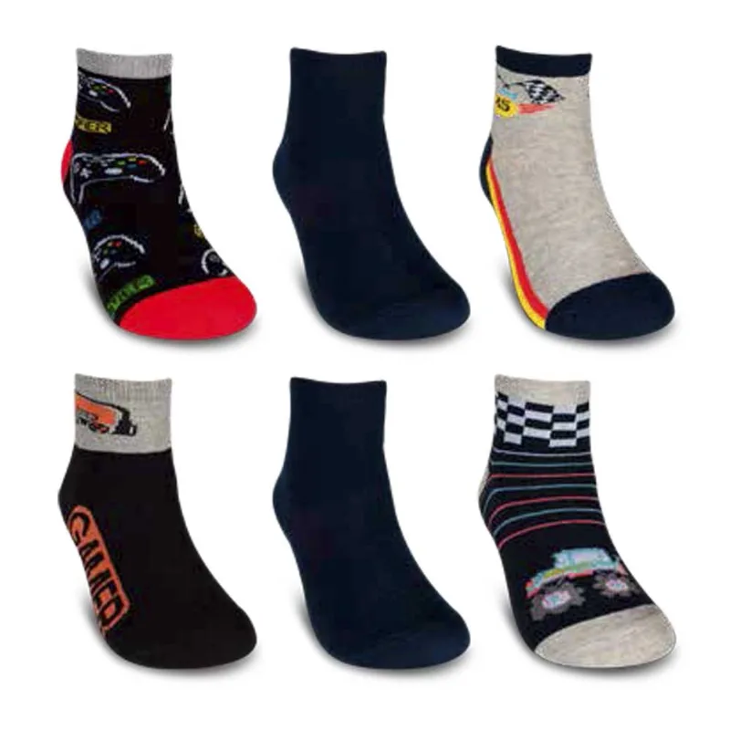 Kit Com 3 Pares de Meias Juvenil Curta Menino Tam 28 a 33 Sortido Sortido