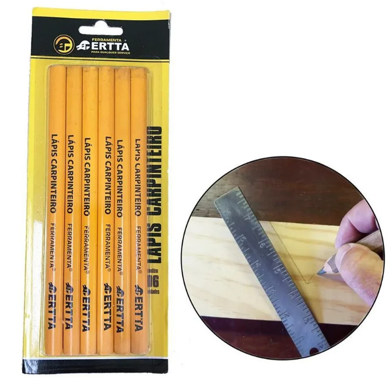 Lapis Carpinteiro Profissional Ferramenta Com 6 Unidades