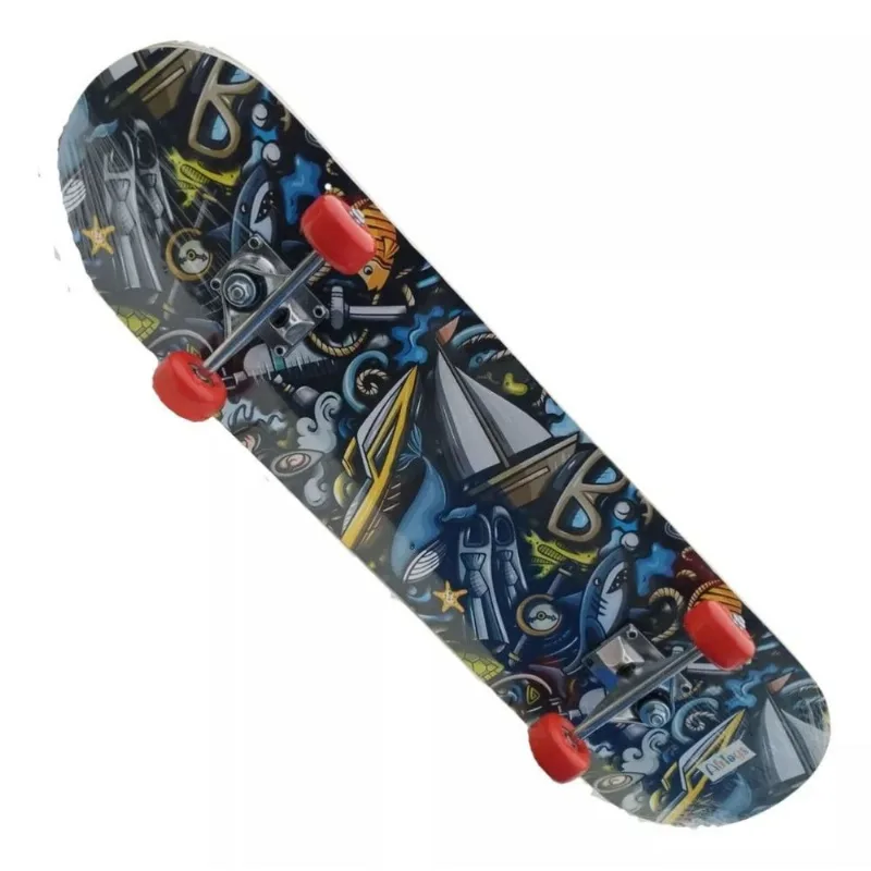 Skate Infantil Suporta Até 50kg Madeira Pvc Lixa 79x20x8cm (MP)