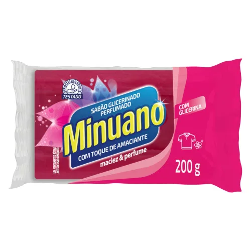 SABÃO EM BARRA GLICERINADO COM AMACIANTE MINUANO PACOTE 200G - MINUANO