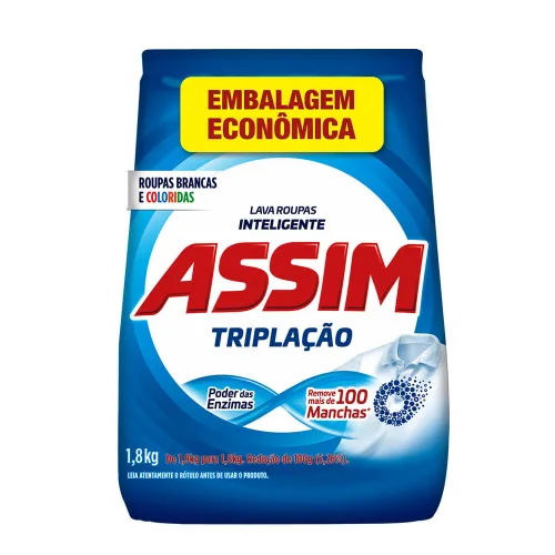 LAVA ROUPA PÓ ASSIM 1 8KG TRIPLAÇÃO - ASSIM
