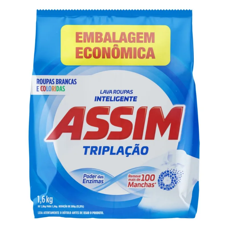 Lava-Roupas em Pó Assim Triplação Sachê 1.6kg