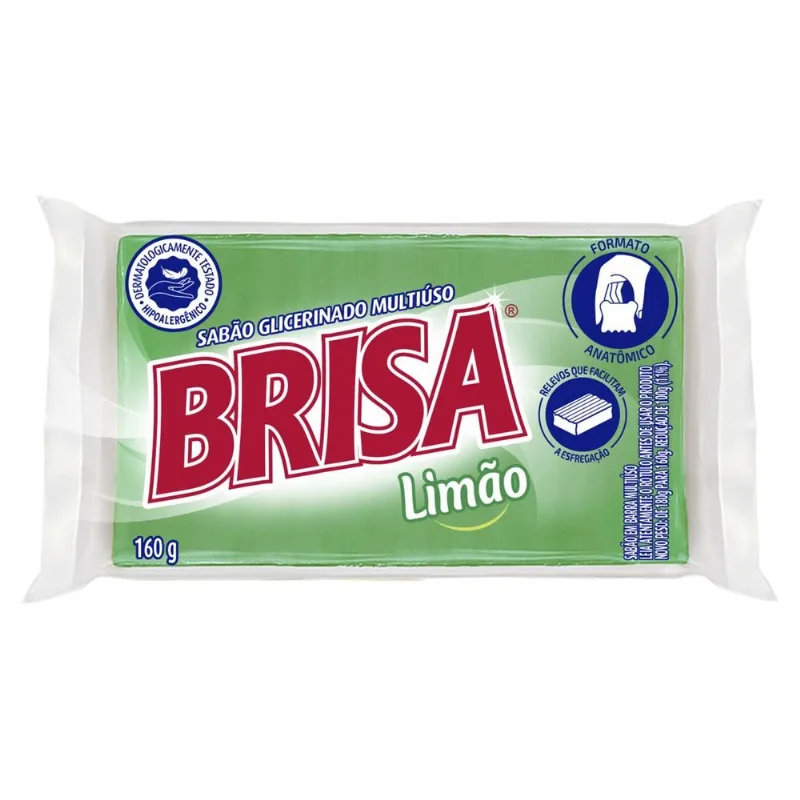 Sabão Barra Brisa Glicerinado Multiuso Flow Pack Limão 160g