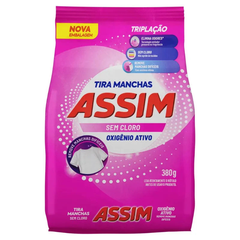 Tira Manchas em Pó Assim Triplação sem Cloro Pacote 380g