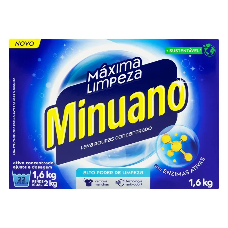 Lava-Roupas Pó Concentrado Minuano Máxima Limpeza 1,6kg