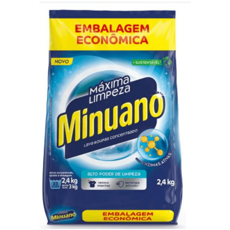 LAVA ROUPA PO CONCENTRADO MINUANO EMB ECONOMICA 2,4KG-PC LIMPEZA MAXIMA