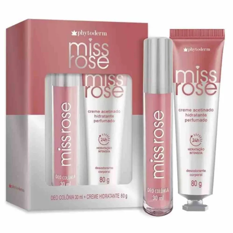 Colônia Desodorante Phytoderm 30ml+Creme para Acetinado Miss Rose 80g