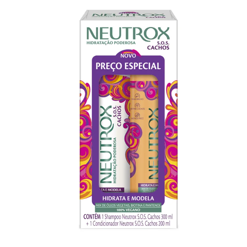 Shampoo 300ml Condicionador 200ml Neutrox Sos Cachos