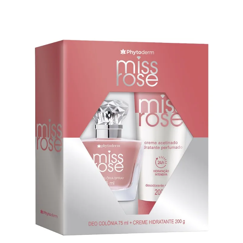 Kit Colônia Phytoderm Miss Rosé 75ml + Creme Hidratante Acetinado 200g