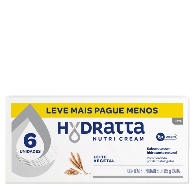 Kit Sabonete em Barra Hydratta Nutri Cream Leite Vegetal 6 Unidades de 85g