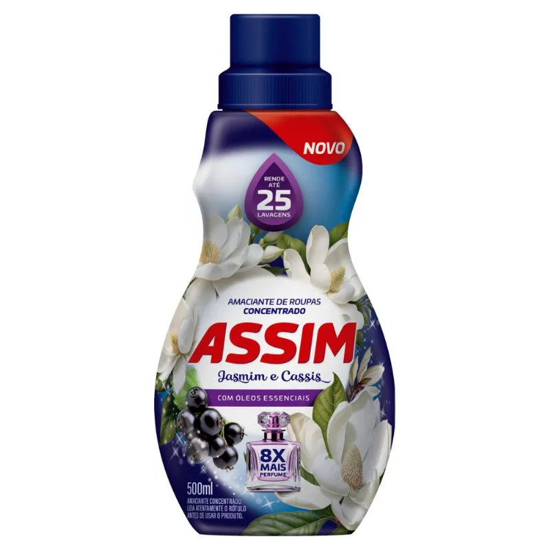 Amaciante Concentrado Assim Jasmim e Cassis Frasco 500ml
