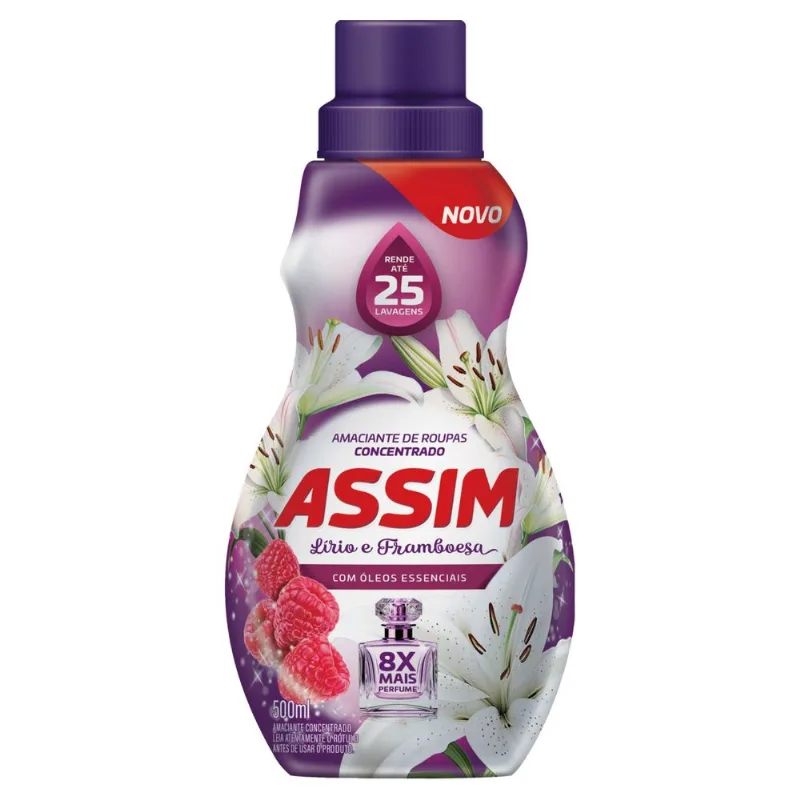 Amaciante Concentrado Assim Lírio e Framboesa Frasco 500ml